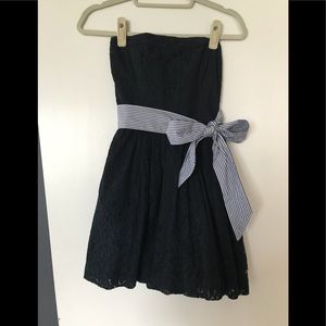 Abercrombie navy blue lace fit n flare dress sz L